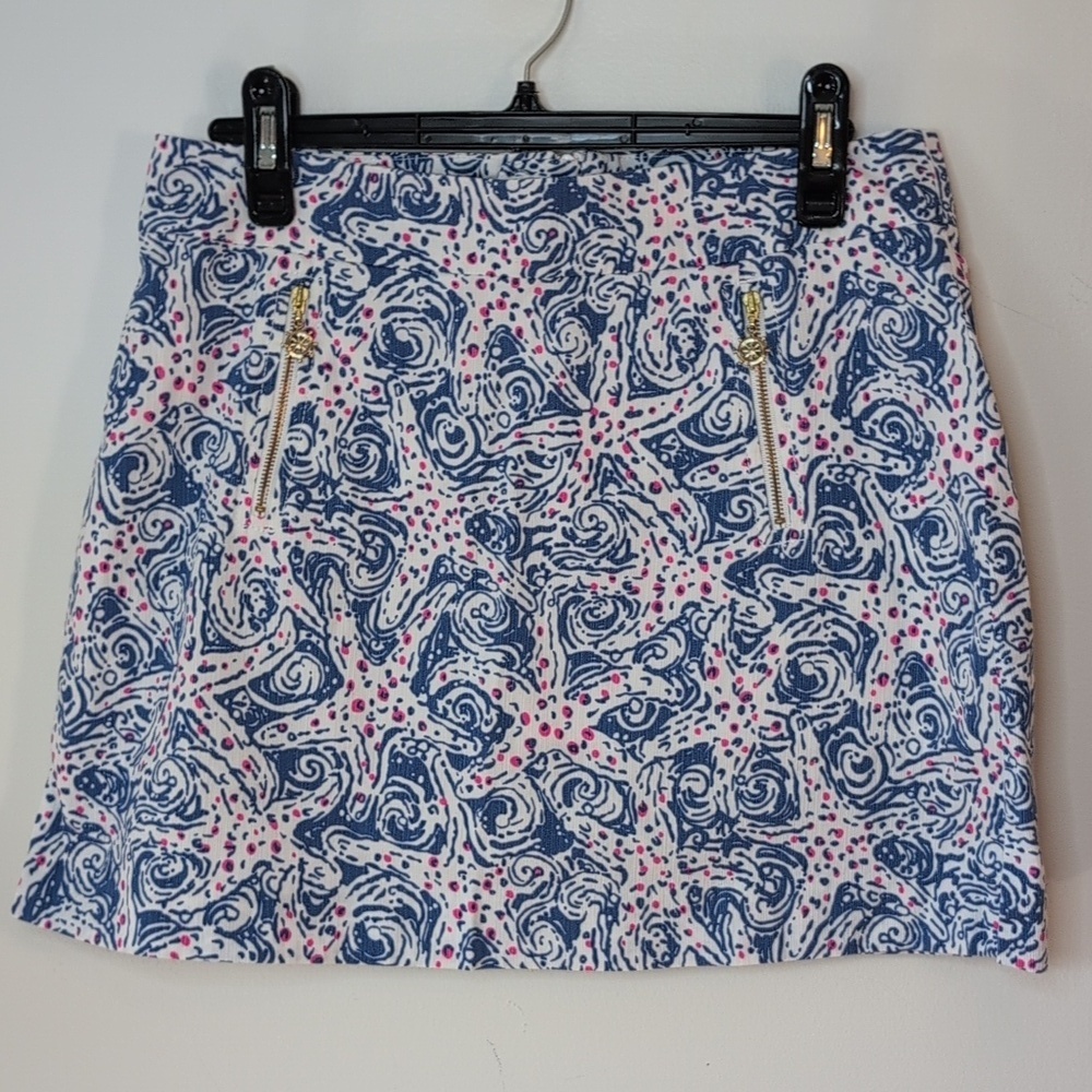 Lilly Pulitzer Marigold Indigo Star Crush Skirt Skort 6